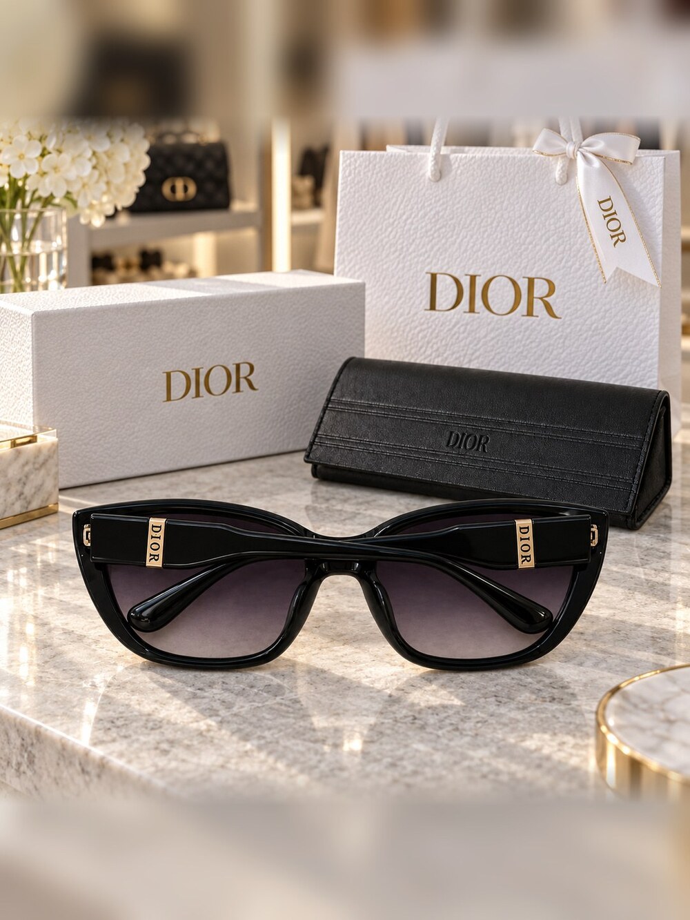 Dior Black Cat Eye Gradient Sunglasses - Picture 6 of 6